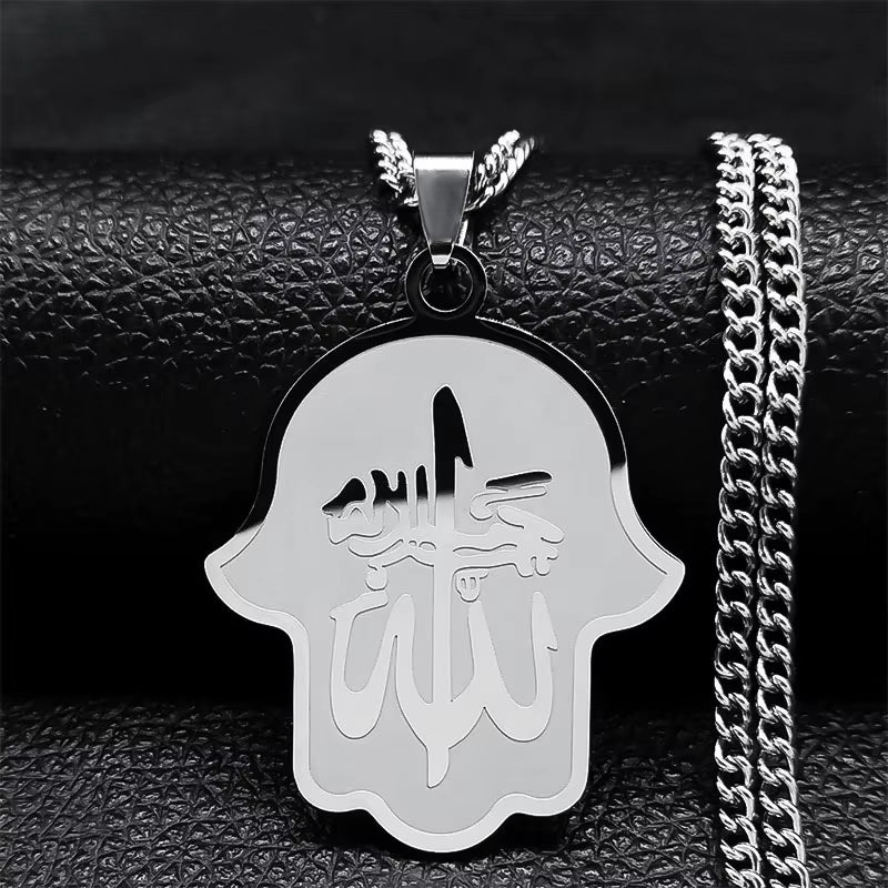 2024 Muslim Islamic Quran Stainless Steel Chain Necklace Women/Men Gold Color Necklaces Pendants Jewelry Gargantilla N2279S05