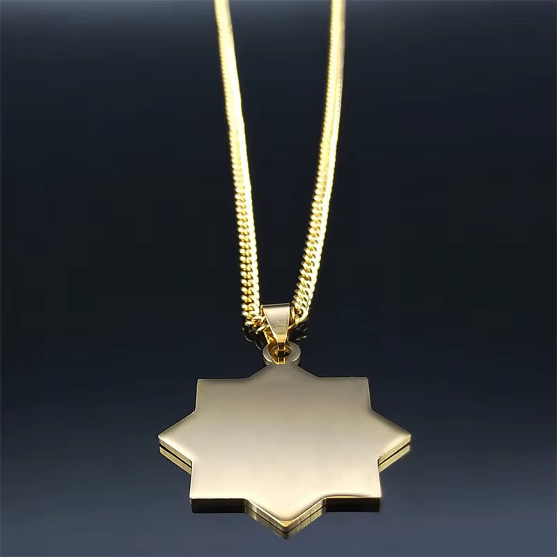 2024 Muslim Islamic Quran Stainless Steel Chain Necklace Women/Men Gold Color Necklaces Pendants Jewelry Gargantilla N2279S05